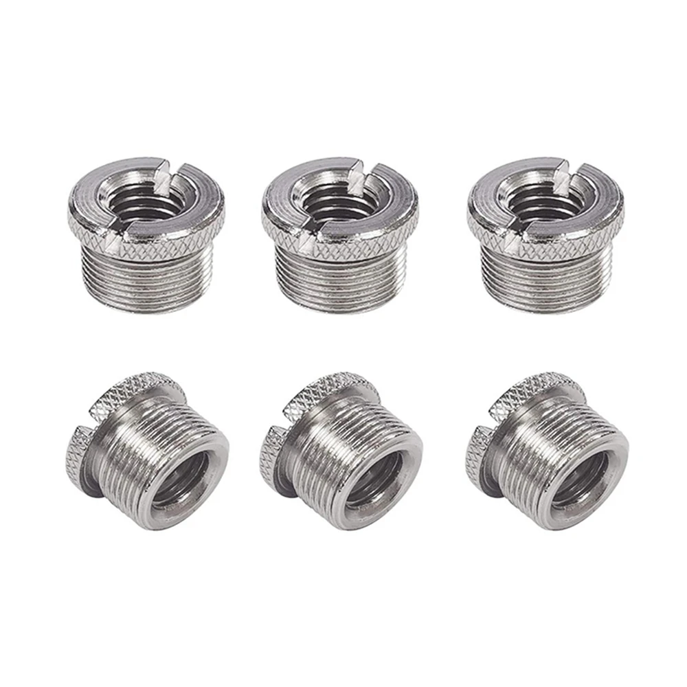 

6 Pcs 5/8 inch Male to 3/8 inch Female Mic Converter Threaded Screw Adapter with Knurls for Microphone Stands Mounts