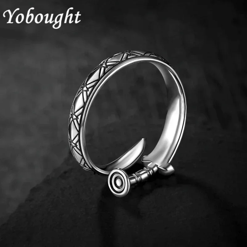 Design Vintage 925 Thai Silver Sword Shape Mens Rings Minimalist Art Sense Party Hip Hop Unique Jewelry Opening