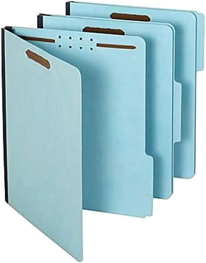 

Pressboard Classification Folder, 2" Expansion, Letter Size, Blue, 25 Pack