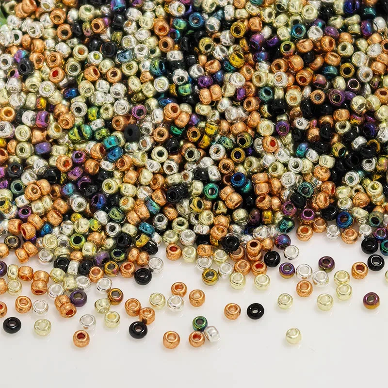 1000pcs 1.5mm Round Metallic Color Glass Beads 15/0 Uniform Japan Loose Spacer Beads for Jewelry Making DIY Sewing Accessorise