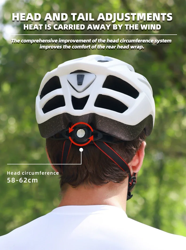 X-TIGER Fahrradhelm, LED-Rücklicht, atmungsaktiv, einteilig, für Mountain Road, Sport, Fahrradhelm, wiederaufladbar, mit Krempen-Design – Detail 9