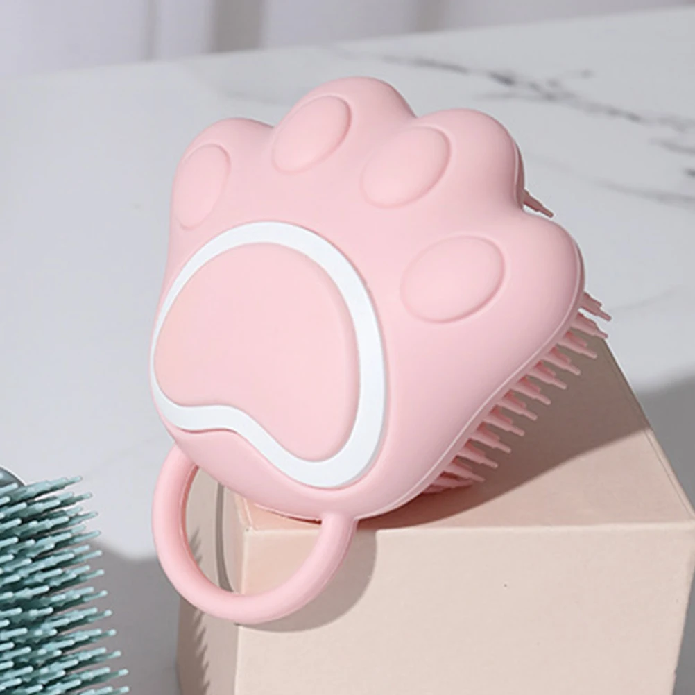 

Silicone Baby Shampoo Brush Pink Soft Bristles Scalp Massager Hair Scrubber for Children Bath Time Nursery Tools