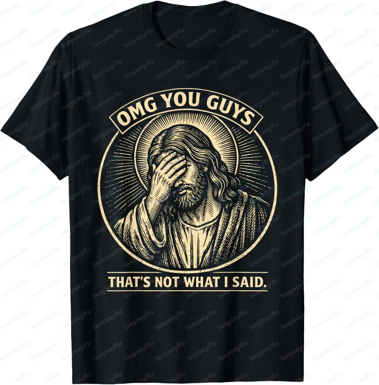 T-shirt OMG You Guys That's Not What I Said Religious Jesus Meme, style Harajuku, décontracté, ample, pour homme, en coton, pour l'été