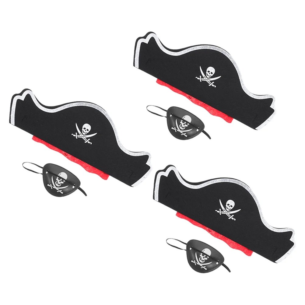 6 Stücke Halloween Piratenhut Augenklappen Kostüm Set Piraten Kopfbedeckung Kinder Party Cosplay Dress Up Zubehör Klassische Kostümkappe