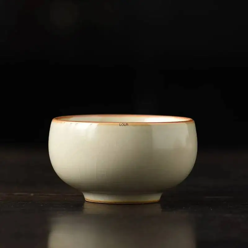 Handmade Tea Cup Master Ceramic Kung Fu Tea Set Tea Cup Ru Kiln Crack Can Be Nurtured Home Use Single Cup Personal