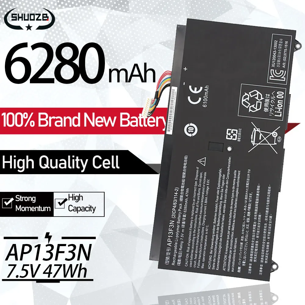 

AP13F3N Battery For Aspire S7-392 S7-393 S7-392-9890 S7-391-6822 S7-392-6832 S7-392-6411 Ultrabook 21CP4/63/1142 7.5V 6280mAh