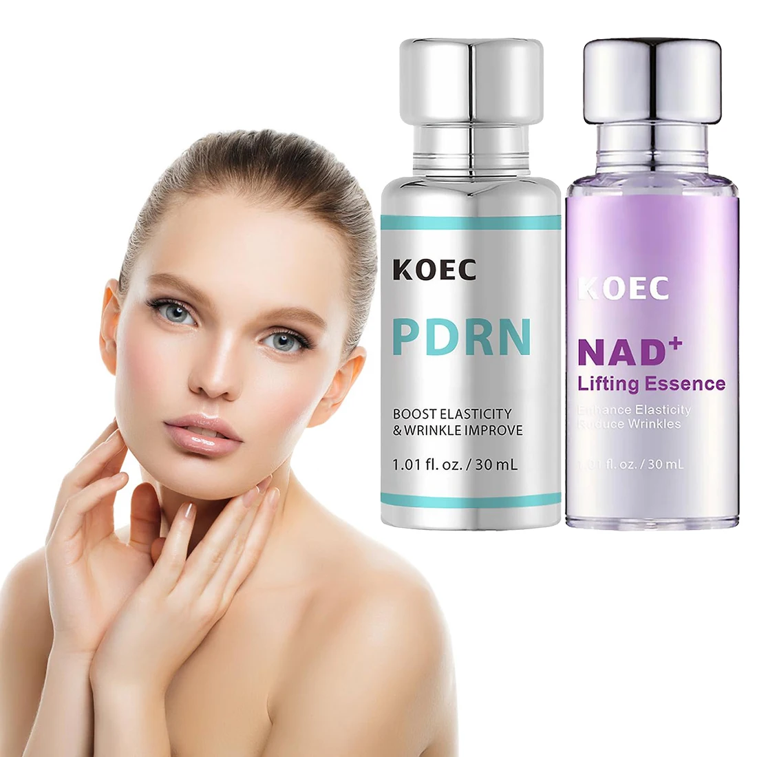 Esencia Facial Reafirmante con NAD+ 30ml, Complejo Multi-Péptido y PDRN, Suero Iluminador, Hidratación Profunda, Reafirmante y Suavizante para el Cuidado de la Piel