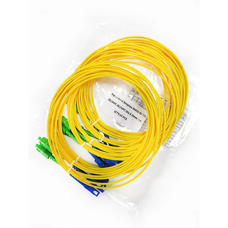 FASO SC APC Fiber Optical Patch Cable 3.0mm OS2 Cord Singlemode Simplex 1m 3m 5m PVC G652D SM 1310/1550nm FTTH