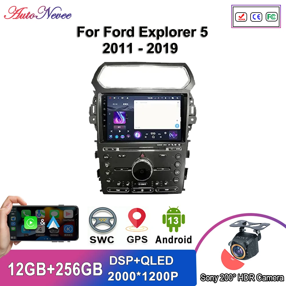 

Android 14 Мультимедиа для Ford Explorer 5 2011-2019 Авто Радио Стерео головное устройство GPS-навигация без 2din DVD QLED Экран 5G Wi-Fi