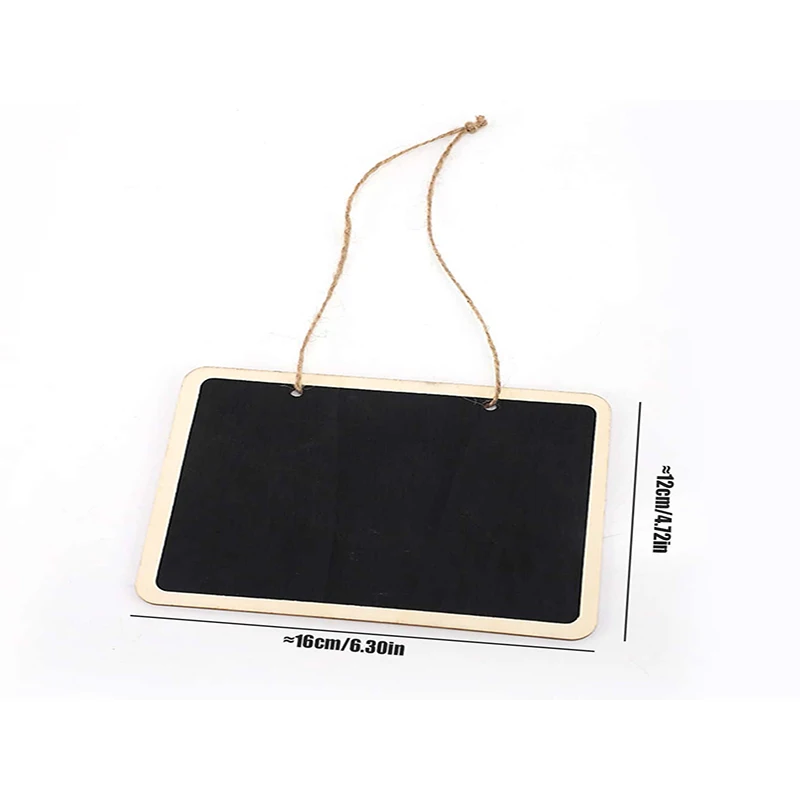 Bview Art 1pcs Mini Reusable Wood Erasable Chalkboards with Hanging String Decorative Display Black Square Message Board