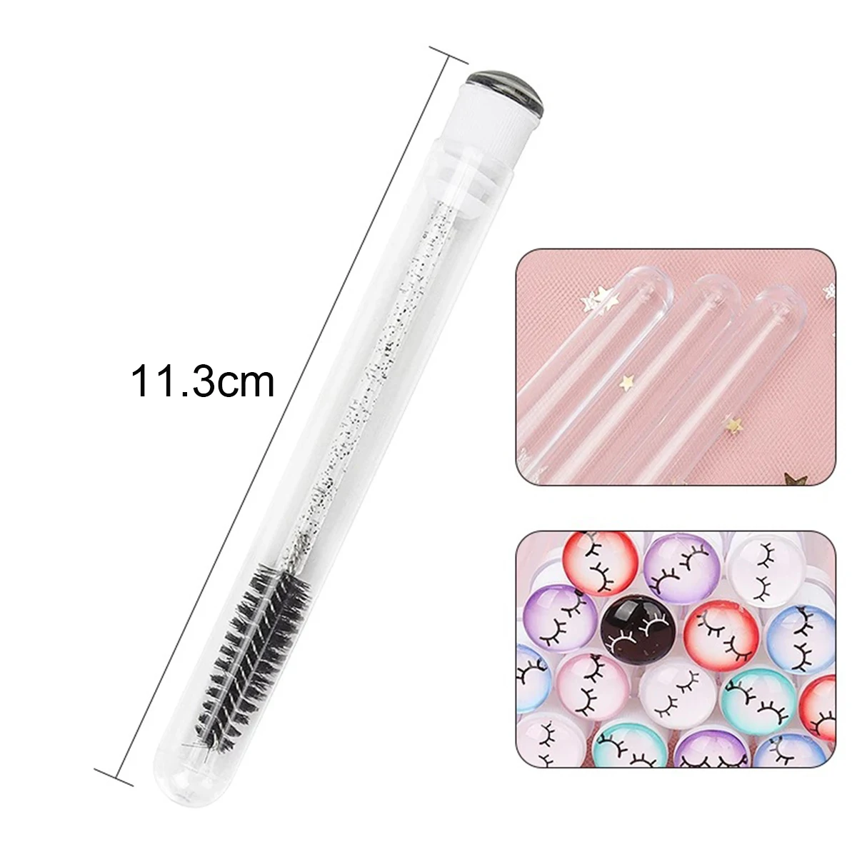 25/50pcs Eyelash Brushes Tube Reusable Eyelash Mascara Wands Container With Brush Lash Spoolies Combs Dust-proof Flask Case Tool