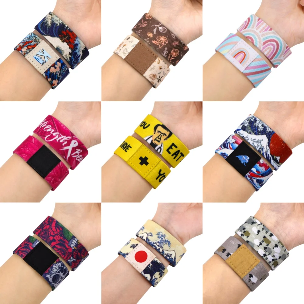 الزهور سوار للنساء الرجال شارة الرياضة معصمه حزام قصير الفن موجات مطاطا الإسورة أساور تأثيري اكسسوارات هدية #1