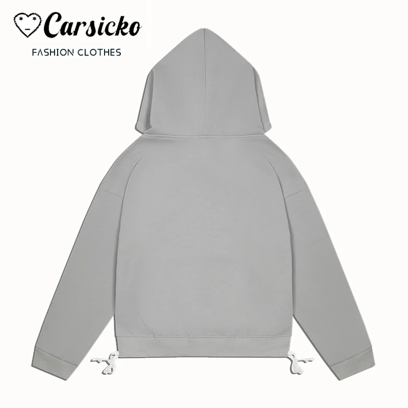 CARSICKO Fashion Tracksuit Tops Y2k High Street Casual Men Women Hoodies Quality Cotton Sweatshirt Sportswear Hip Hop Pullover