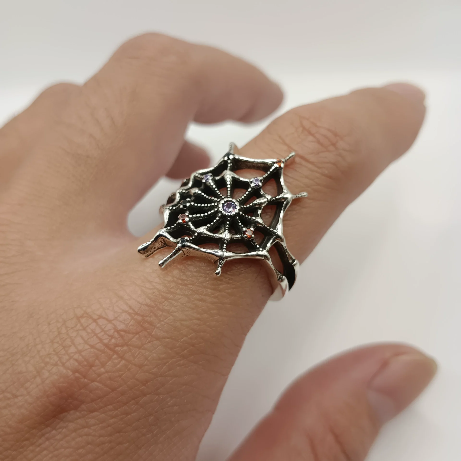 Spider Web Openwork Geometric Adjustable Rings For Men Women Fashion New Jewelry Couple Gift Party Birthday
