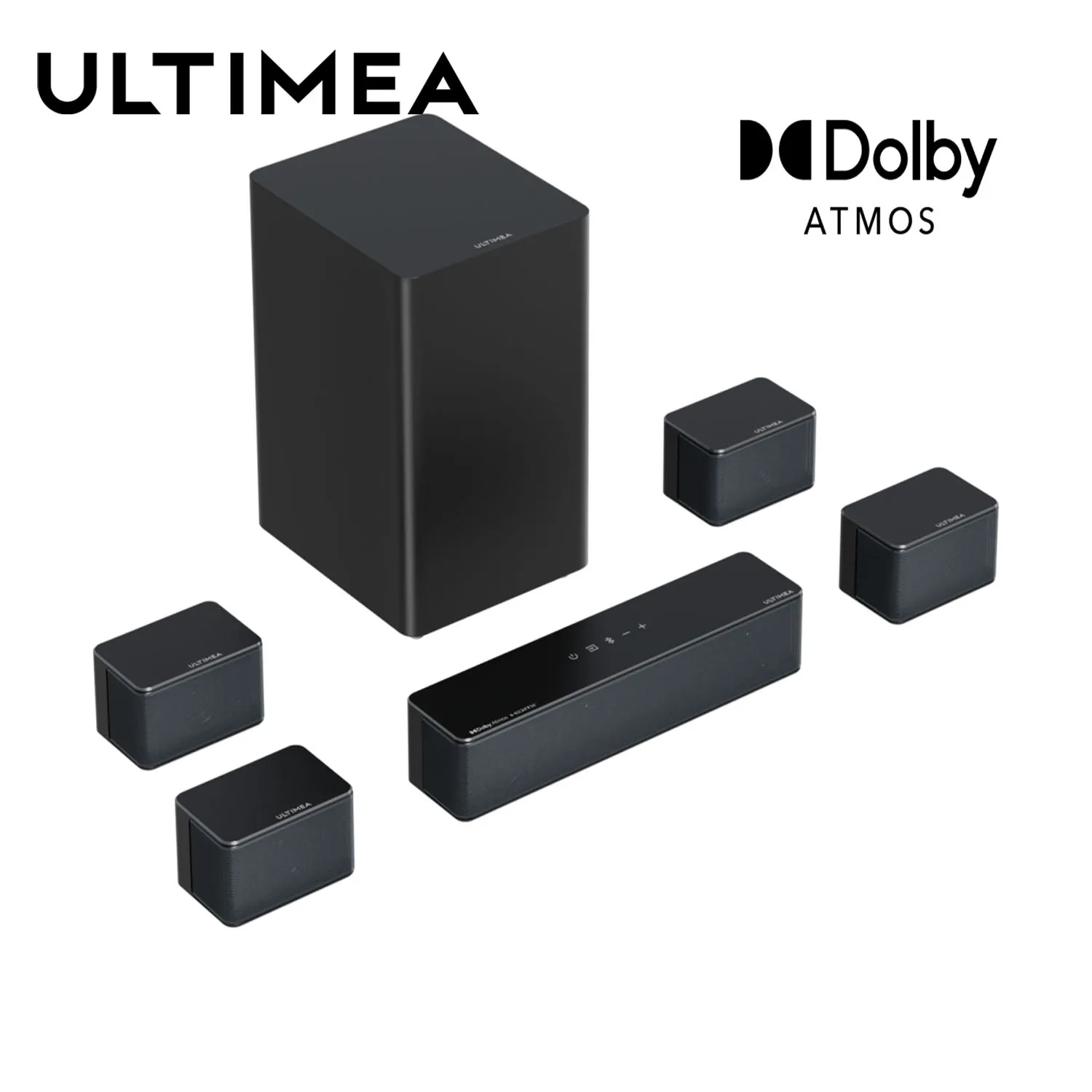 

ULTIMEA Poseidon D80 Boom 7.1ch Dolby Atmos Soundbar Wireless Subwoofer &4Surround Speakers Home Theater System with APP Control