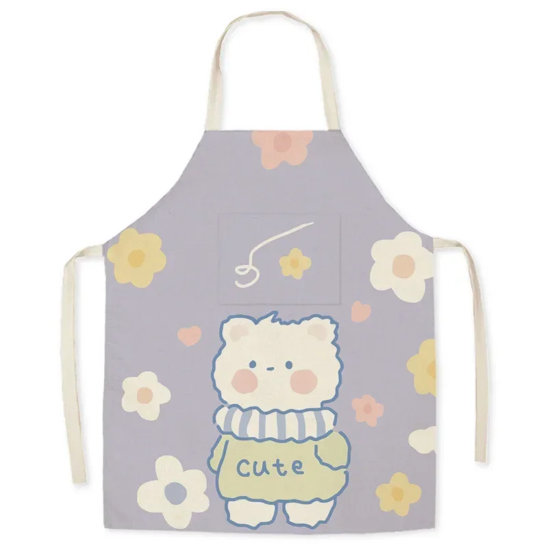 Aprons for Women Linen Sleeveless Bunny Apron Cartoon Cute Apron Kitchen Housework Fashion Cleaning Antifouling Delantal Cocina