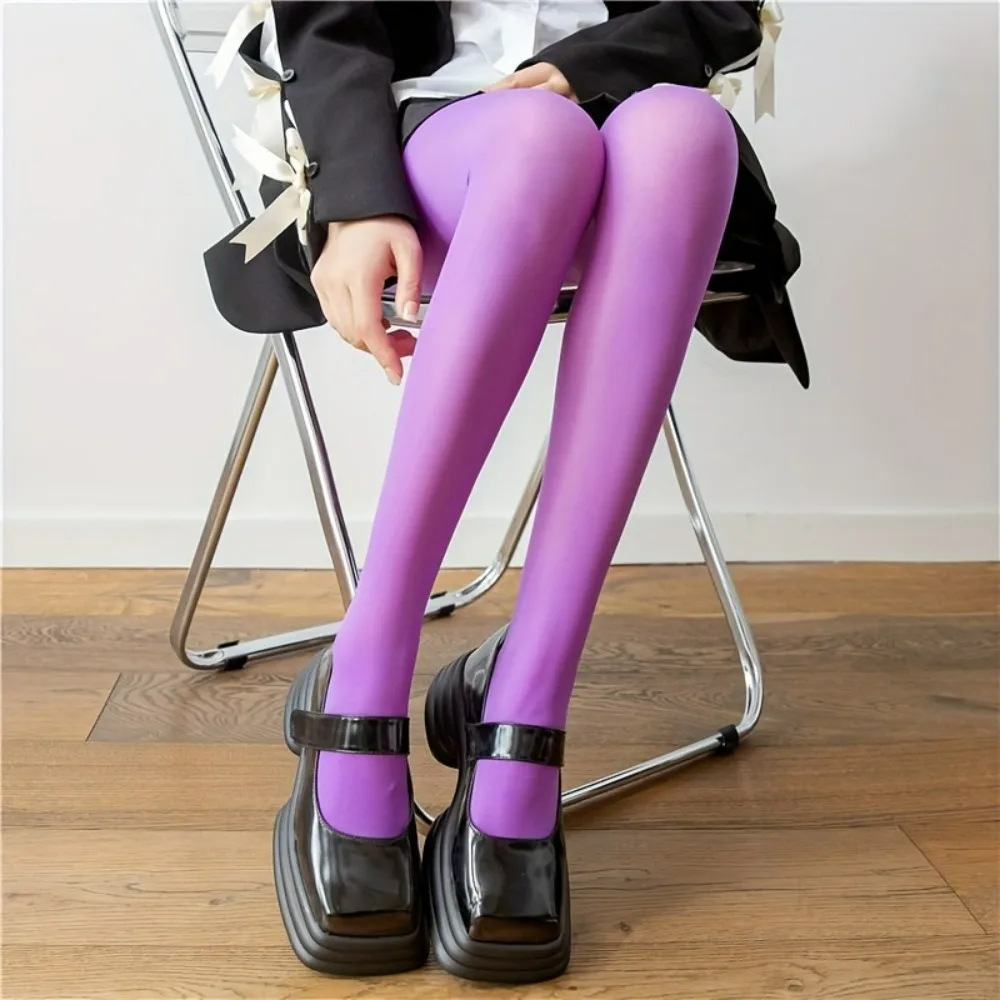 1 Pair Women's High Waisted Solid Color Tights 120D Ultra Stretchy & Anti Tangle Machine Washable Dry Cleanable