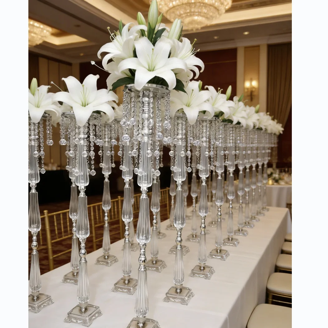 5/6/810pcs 60-110cmWedding Decoration Flower Stands with acrylic Pendants  Round Chandelier Base Wedding Banquets and Birthday