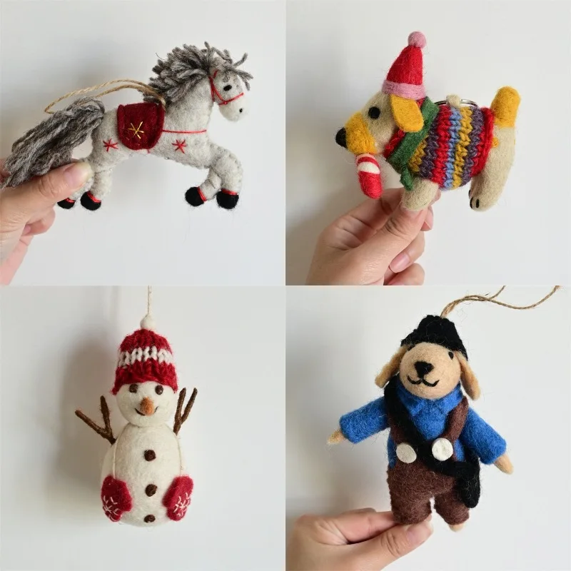 Nepal handmade wool felt bag pendant cute little animal plush doll pony felt pendant gift