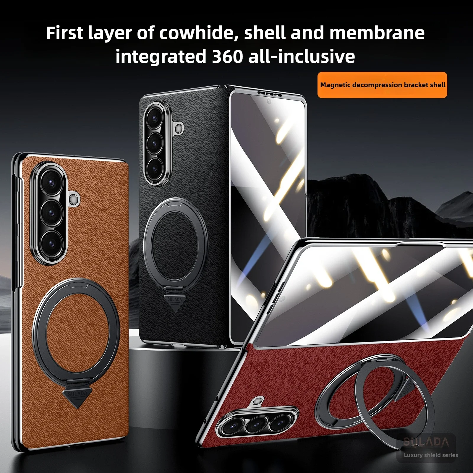 

Комбинированный чехол и защитная пленка для экрана Samsung Z Fold7, чехол SULADA, роскошный щит, магнитная подставка, чехол с полным покрытием на передний экран