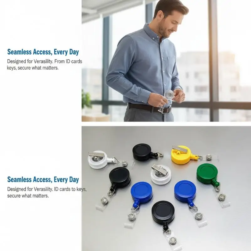 #@1PC Retractable Pull Badge Reel Plastic ID Lanyard Name Tag Key Ring Chain Clips Hospital Nurse Badge Holder Credential Holder