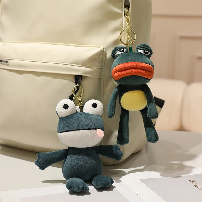 Soft Stuffed Animal Sad Frog Plush Keychain Toy Magic Expression Pepe Pillow Doll - Birthday Gifts Kawaii Bag Decor