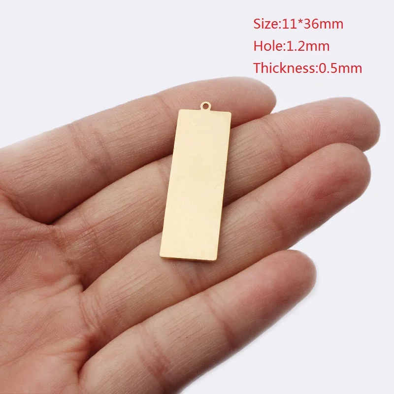 10pcs Raw Brass Rectangle Charms for DIY Jewellery Making