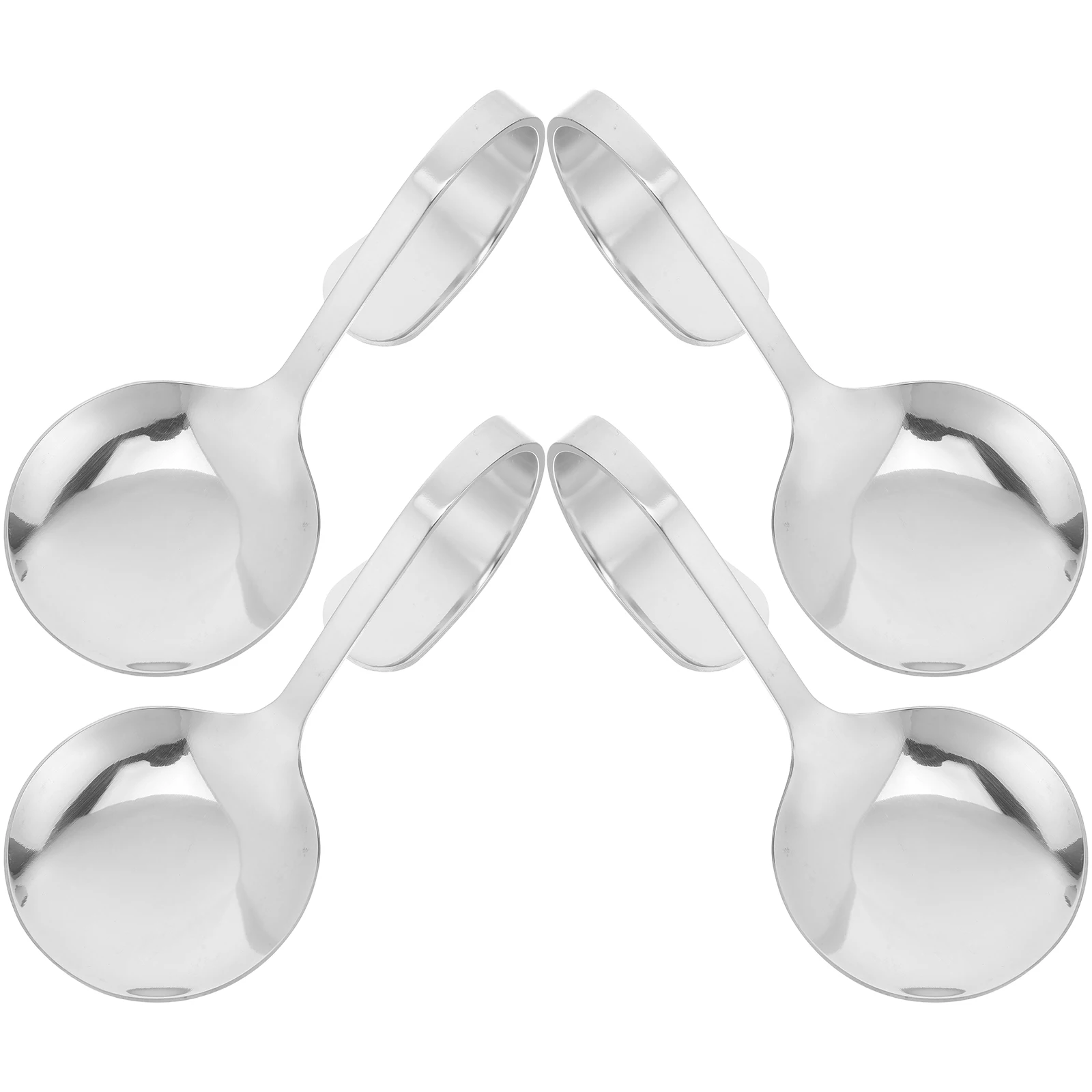 

4Pcs Stainless Steel Curved Handle Spoons Ergonomic Design for Mixing Decorating Sauces Ideal Cake Salad Serving Utensil