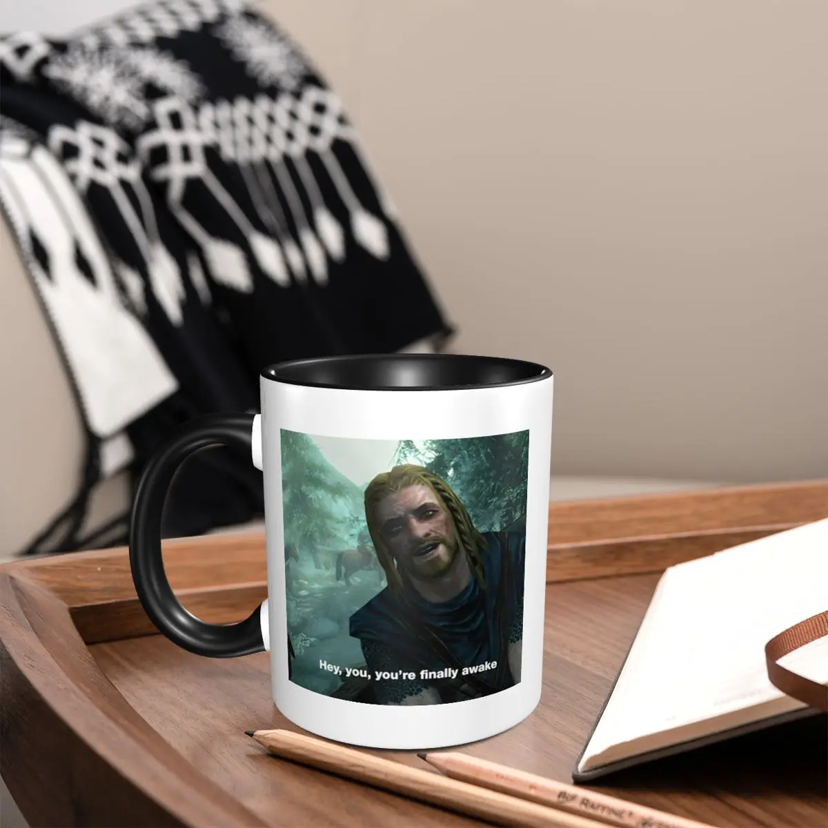 يا أنت أخيرًا مستيقظًا Skyrim القدح مضحك أكواب القهوة السيراميك أكواب الشاي كوب حليب درينكوير هدية للمرأة والرجل #2