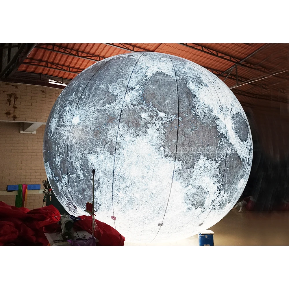 5 Meters Dia. Giant Advertising Inflatable Moon Helium Balloon with LED Light by Hanging or Flying for Trade Show N Events