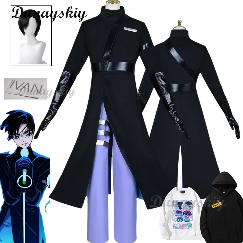

Anime Alien Stage Ivan Cosplay Round 6 Alien Stage Cosplay Ivan Wig Men Black Sorrow Uniform Suit Party Carnival Costume Outfit