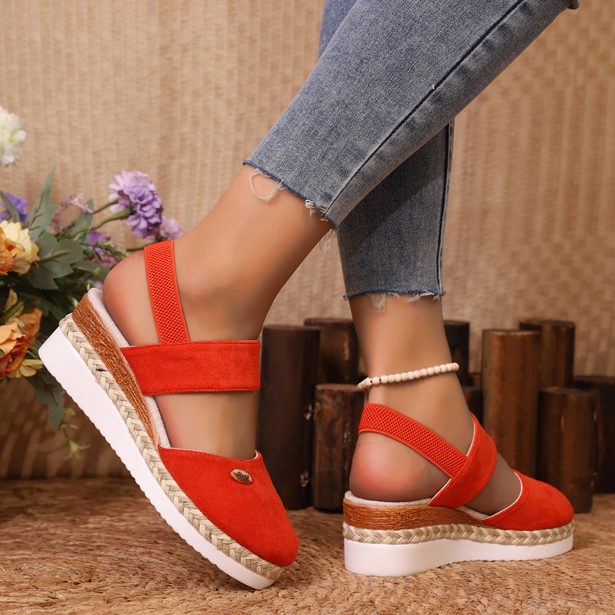 Sandal Wedge Fashion Solid Ter - Espadrille Sandal Women ulasan dan harga