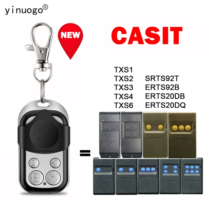 For CASIT TXS1 TXS2 TXS3 TXS4 TXS6 SRTS92T ERTS92B ERTS20DB ERTS20DQ  Garage Door Remote Control Replace 433MHz Fixed Code