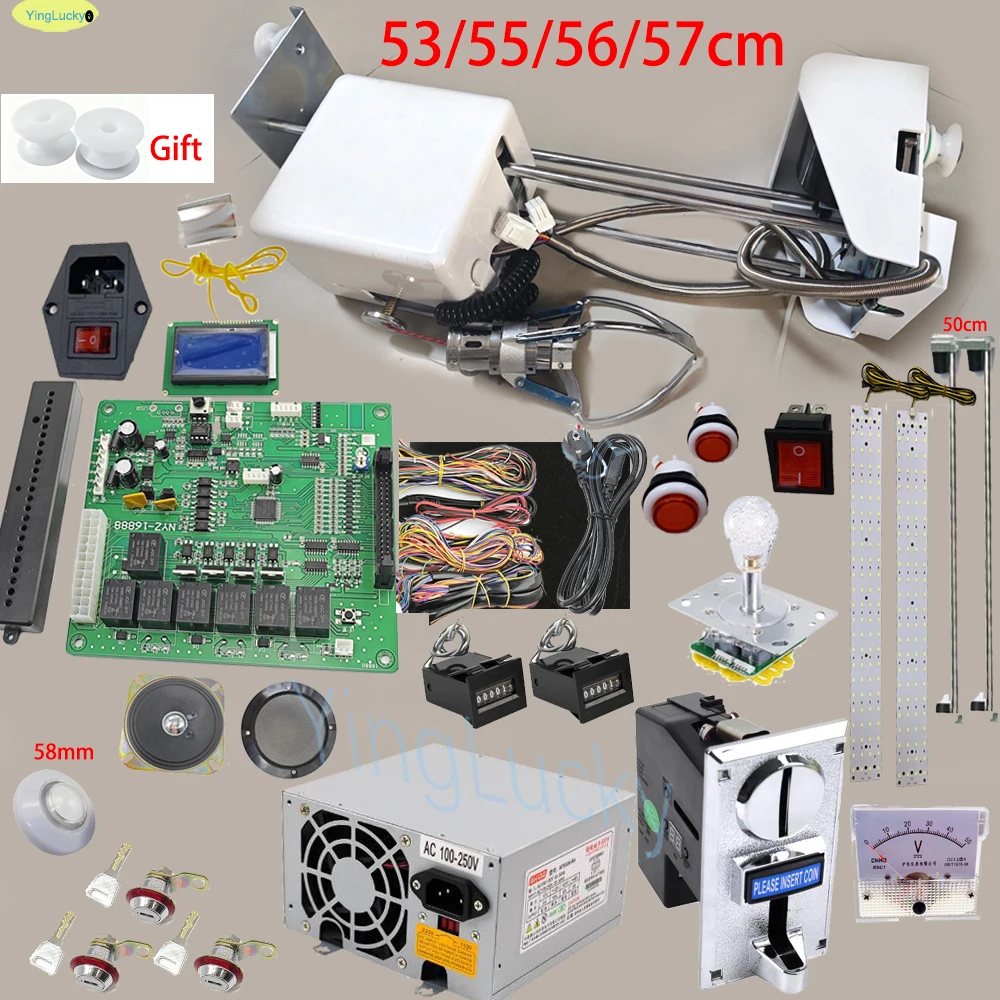 NEW Version Claw Machine DIY Kit 53/55/56cm Crane Toy Vending Machine with LCD Game Board 48V Power Multi Coin Acceptor Arcad