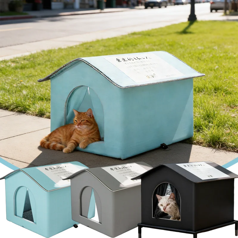 

1PC Waterproof & Weather-resistant Enclosed Stray Cat Haven Spacious Collapsible Pet Tent Outdoor Shelter for Cats & Puppies