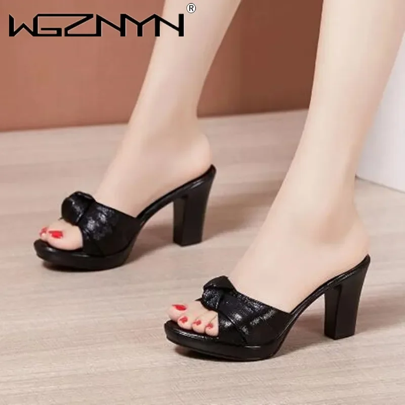 Summer 2024 Woman Shoes High Heels Sexy Block Heel Platform Slippers Women Wedding Shoes Slides Ladies Office Shoes