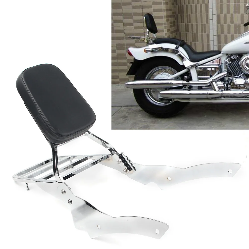 Motorbike Rear Passanger Backrest Sissy Bar w/ Luggage Rack Pad For Yamaha Drag Star V-Star 400 650 Custom 1996-2011 Chrome