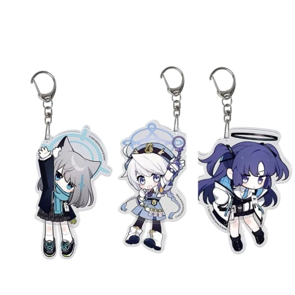 Anime Game Blue Archive Q Version Character Shiroko Acrylic Keychain Yuuka Hayase Pendant Backpack Decoration Collection Gift