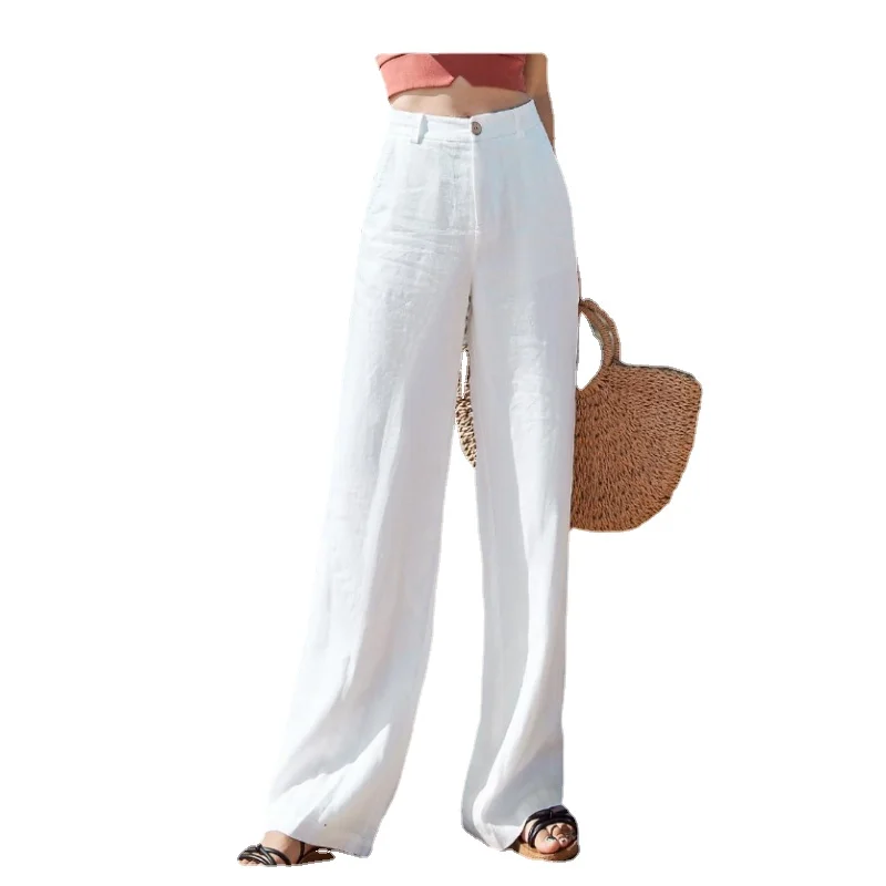 

Summer New Linen Wide-leg Pants Thin Casual Pants Loose and Thin Cotton and Linen Women's High Waist Straight Long Pants 2023