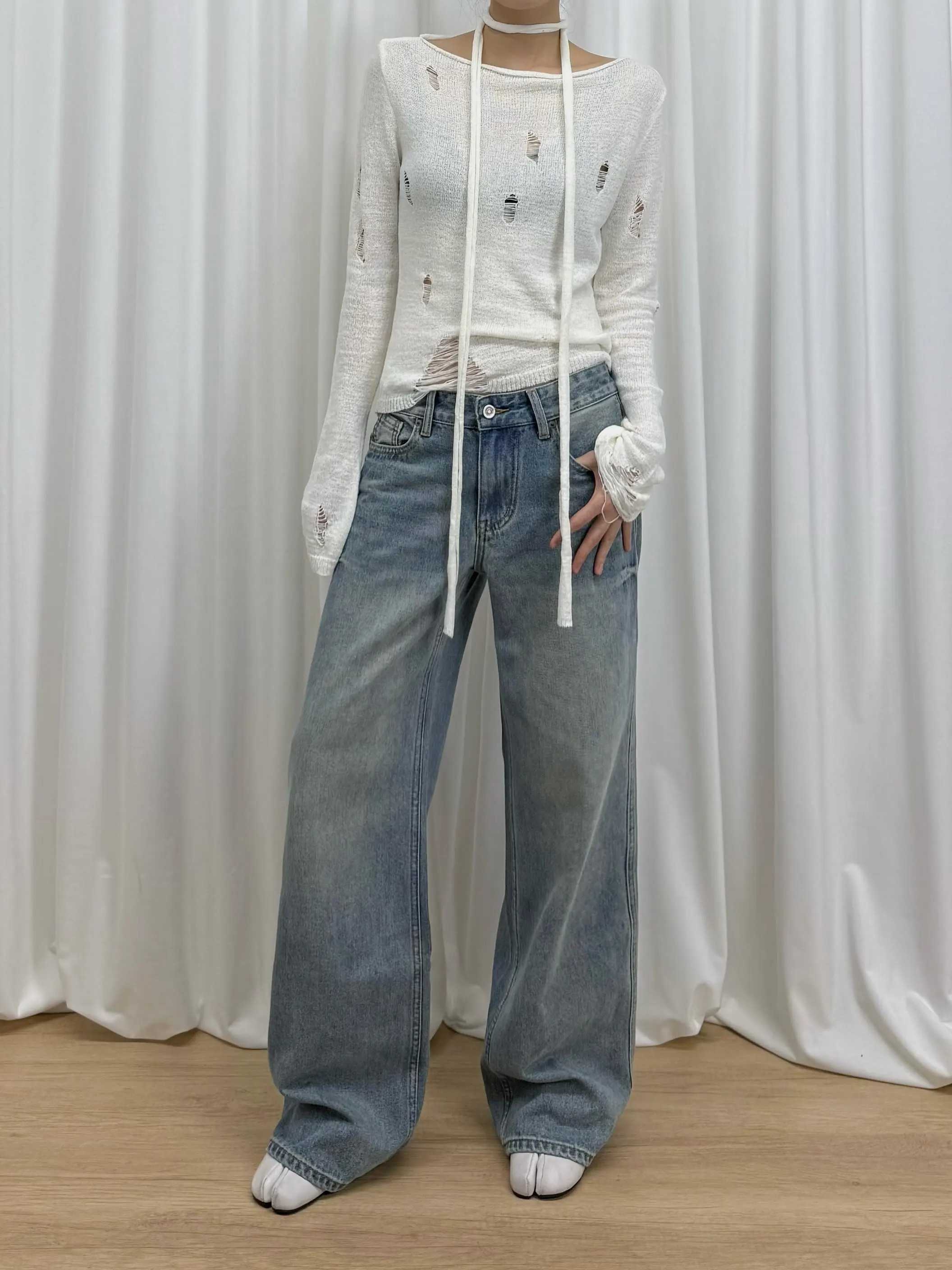 

Универсальные женские джинсы прямого кроя с широкими штанинами, повседневные длинные брюки UIUI, универсальные повседневные хлопковые джинсы для женщин