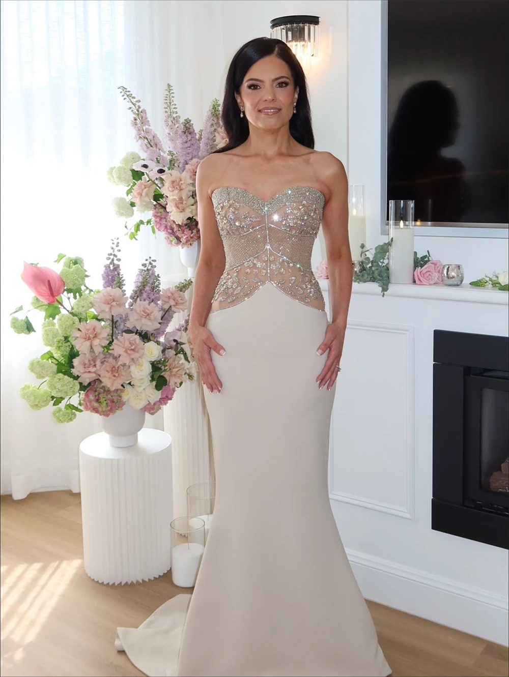 

Customized Mermaid Sexy Jersey Evening Dresses Formal Strapless Sleeveless Homecoming Dresses Soft Special Occasion Gowns