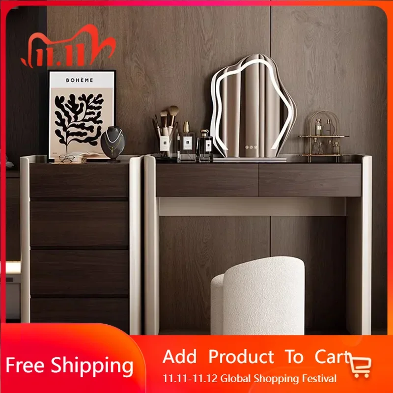 

Luxury Storage Vanity Table Nordic Wooden Organizer Drawers Dresser Salon Luxury Beauty Unique Mesa De Maquillaje Home Furniture