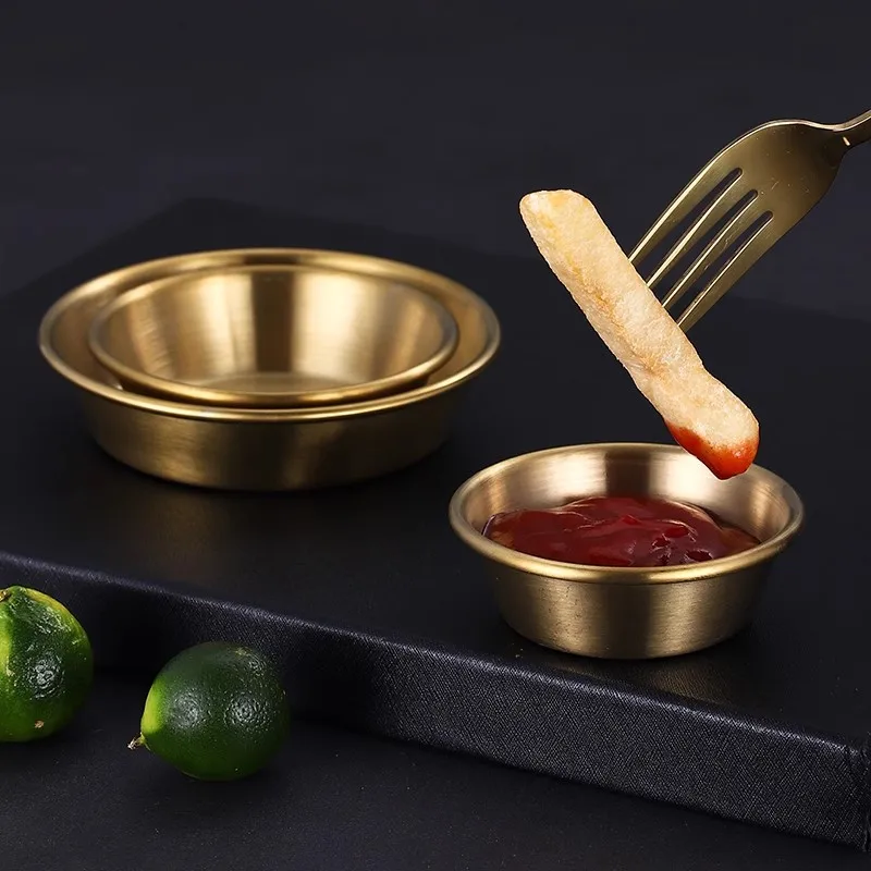 304 Stainless Steel Condiment Saucer Barbecue Restaurant Western Restaurant Salad Small Bowl Sauce Cup Fries Ketchup Saucer