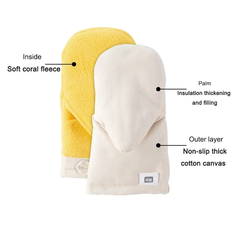 SHIMOYAMA 1/2Pcs Oven Gloves Mitts Anti-scalding Long Baking Gloves Kitchen Hand Clip Microwave Bowl Anti Heat Non-Slip Glove