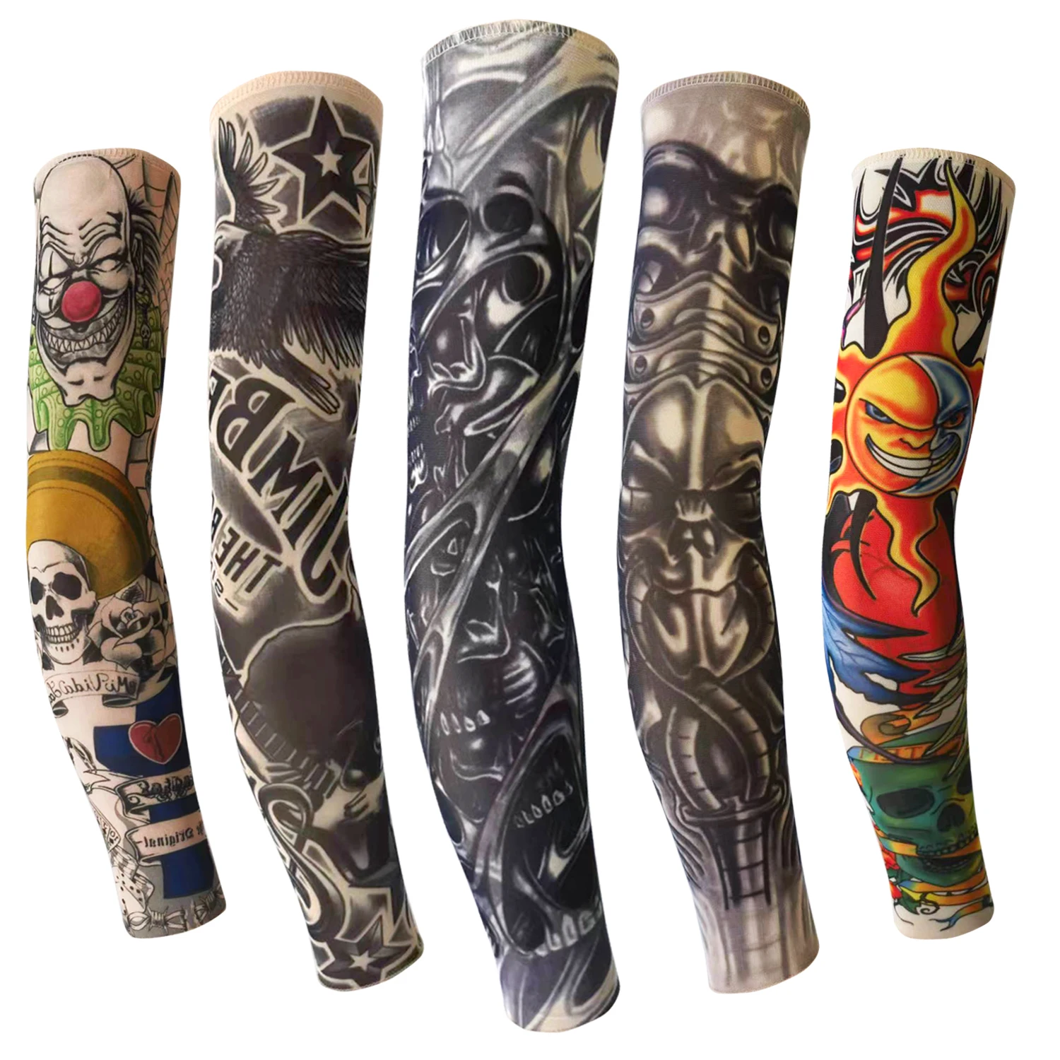 Cooling Arm Sleeves for Outdoor Sports - UV Protection and Sunscreen Tattoo Print Arm Cover for Running, Cycling and More