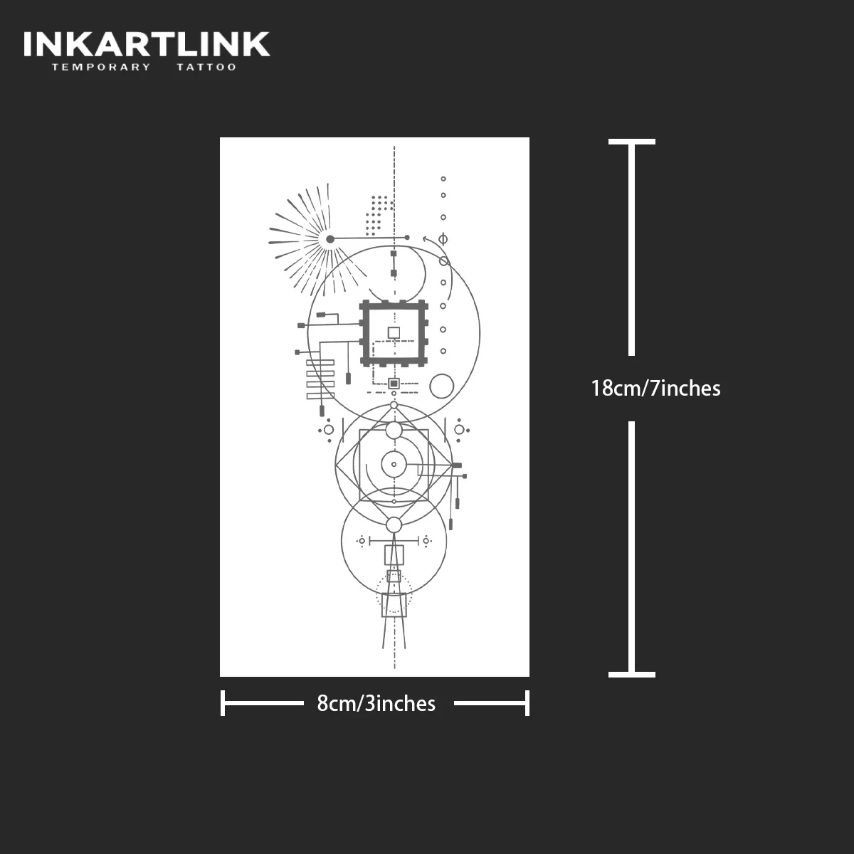 Geometric Design Temporary Tattoo,Lasts To 15 Days New Technology Magic Waterproof Semi Permanent Sticker.