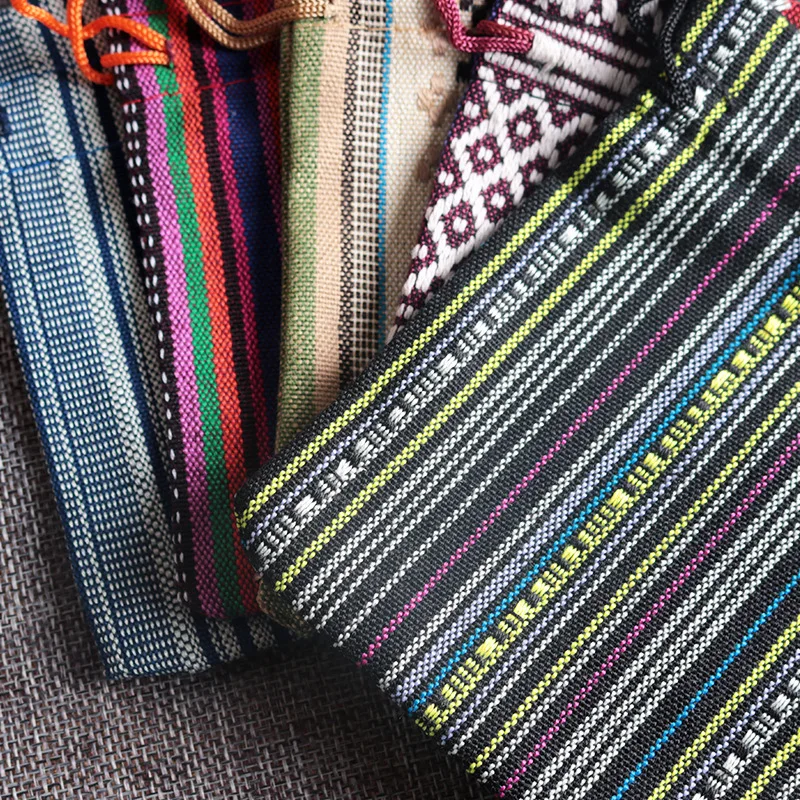 New 50pcs/lot Ethnic wind cotton bags 9x13cm Colorful Stripe Candy Gifts Jewelry Packaging Bags Cute Cotton Drawstring Gift Bag