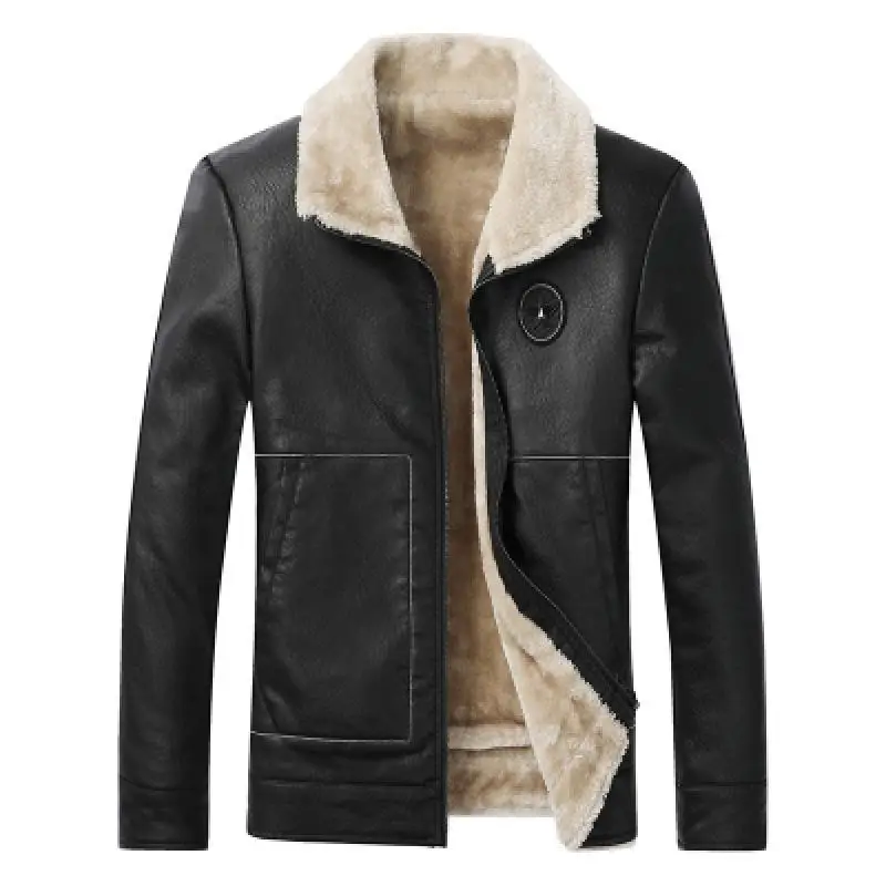 

Men Winter New Leather Jackets Autumn and Winter Fur Coat with Fleece Warm Fur Pu Jacket Biker Warm Leather M-4Xl Brand