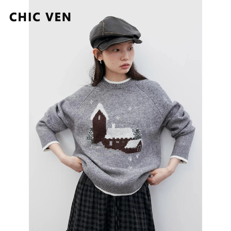

CHIC VEN Korean Women Sweaters Loose Casual Long Sleeve New O Neck Female Top Knitted Jumpers Pullovers Autumn Winter 2025