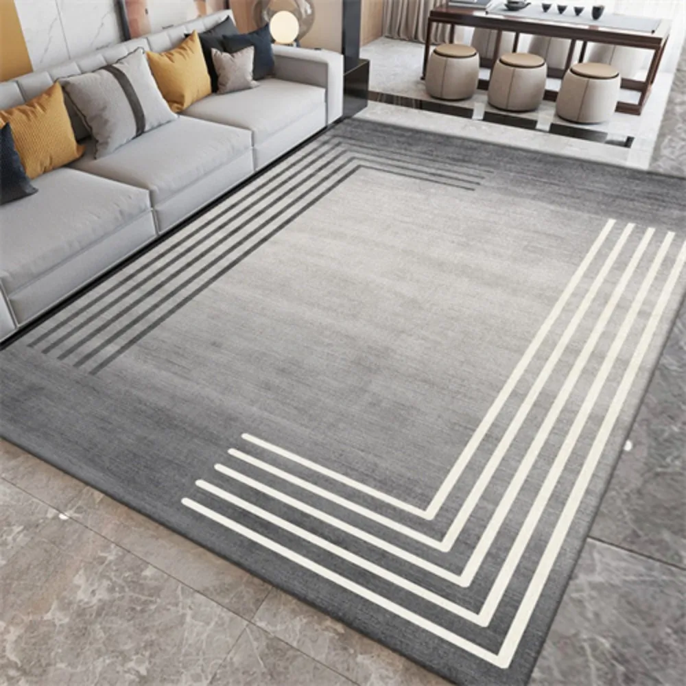 

VIKAMA Modern Minimalist Geometric Line Rug Slip Resistant Wear Resistant Floor Mat For Living Room Bedroom Ins Style Home Decor